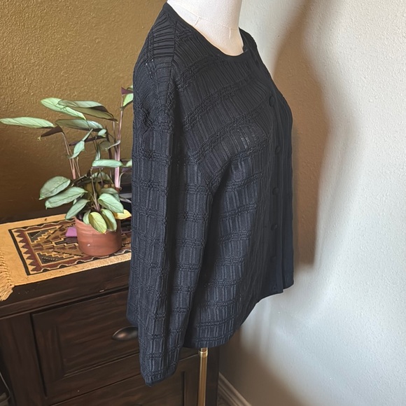 Vintage Black Silk Cardigan Gibi - Picture 3 of 5
